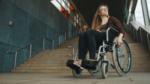 Young woman in wheelchair