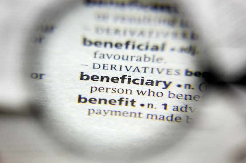 The word or phrase Beneficiary in a dictionary