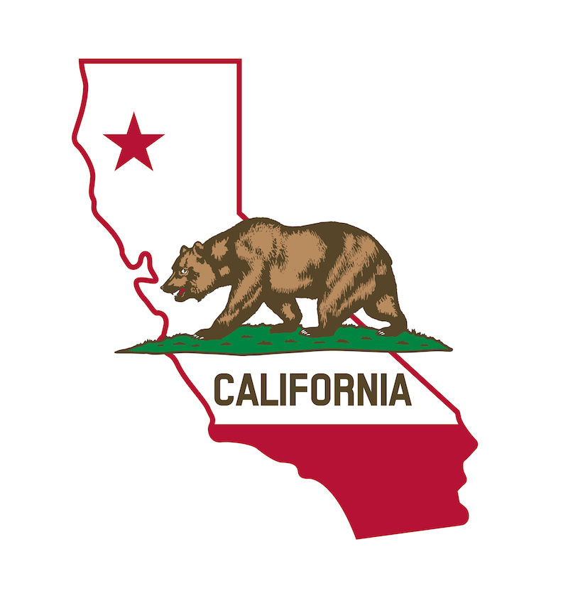 california ca state flag in simplified map shape symbol vector isolated on white background
