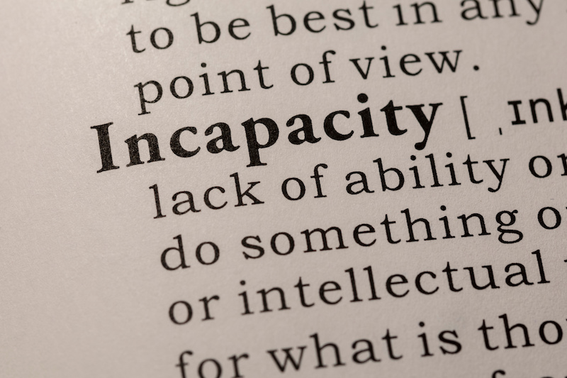 Fake Dictionary, Dictionary definition of word Incapacity.