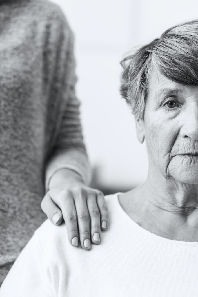 Image of elderly sick woman with alzheimer