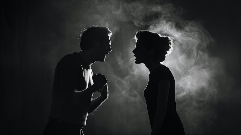 silhouettes of two arguing people