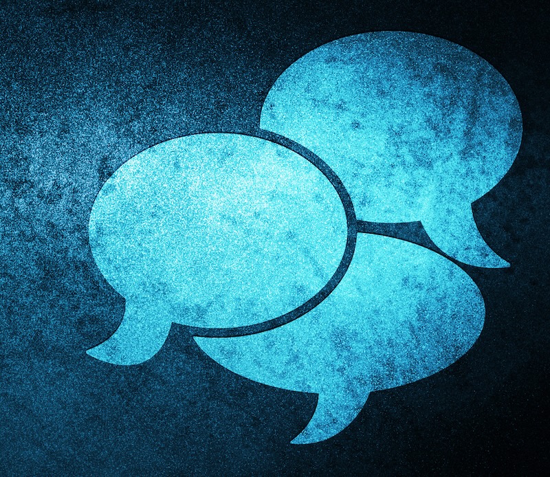 Comments icon isolated on special blue banner background abstract illustration
