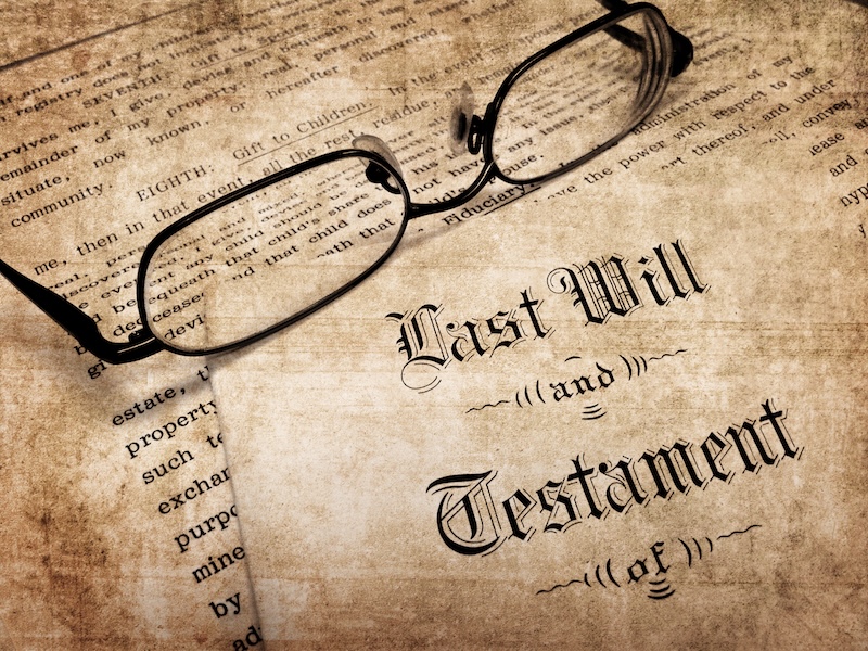 Old textured last will and testament for estate planning giving away property at death