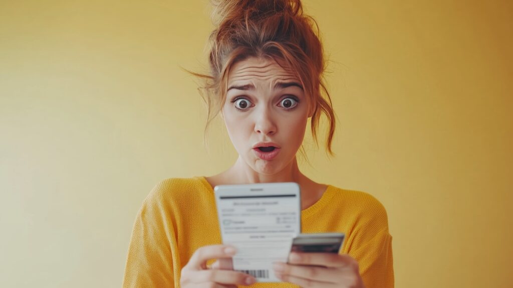 Displeased consumer with a misleading subscription. Featuring a phone screen displaying unexpected charges