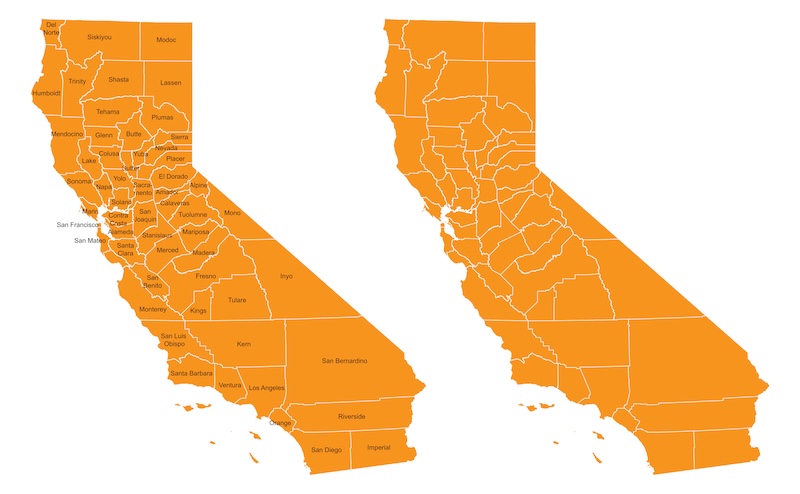 Orange California County Map vector with names