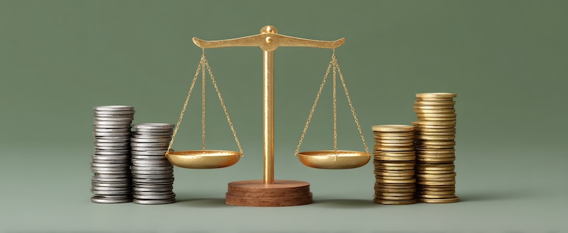 Wealth redistribution dances on balanced scales tipping money stacks like a seesaw game.