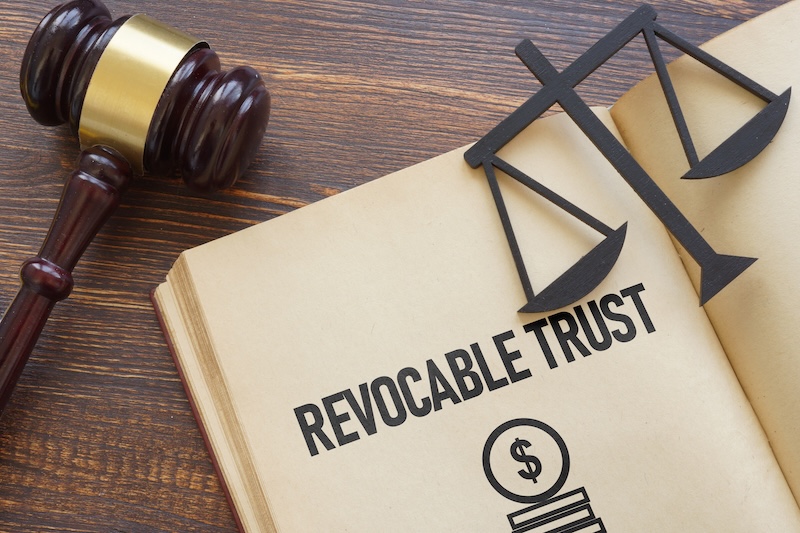 Revocable Trust is shown using a text and court gavel