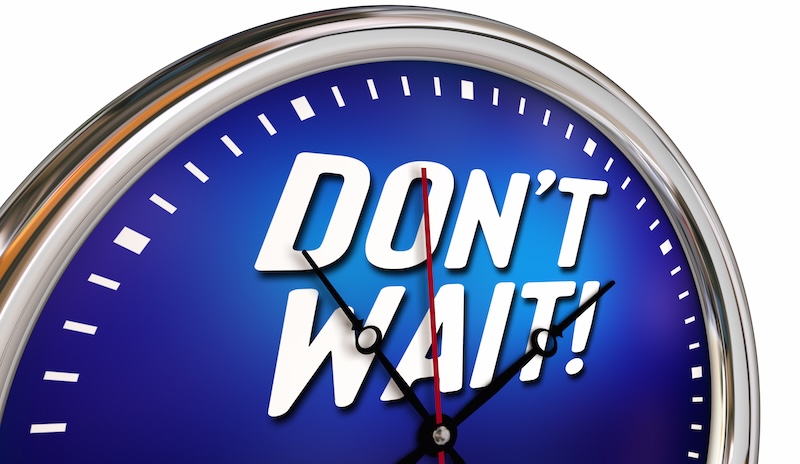 Dont Wait Clock Act Now Take Action Immediately Time 3d Illustration